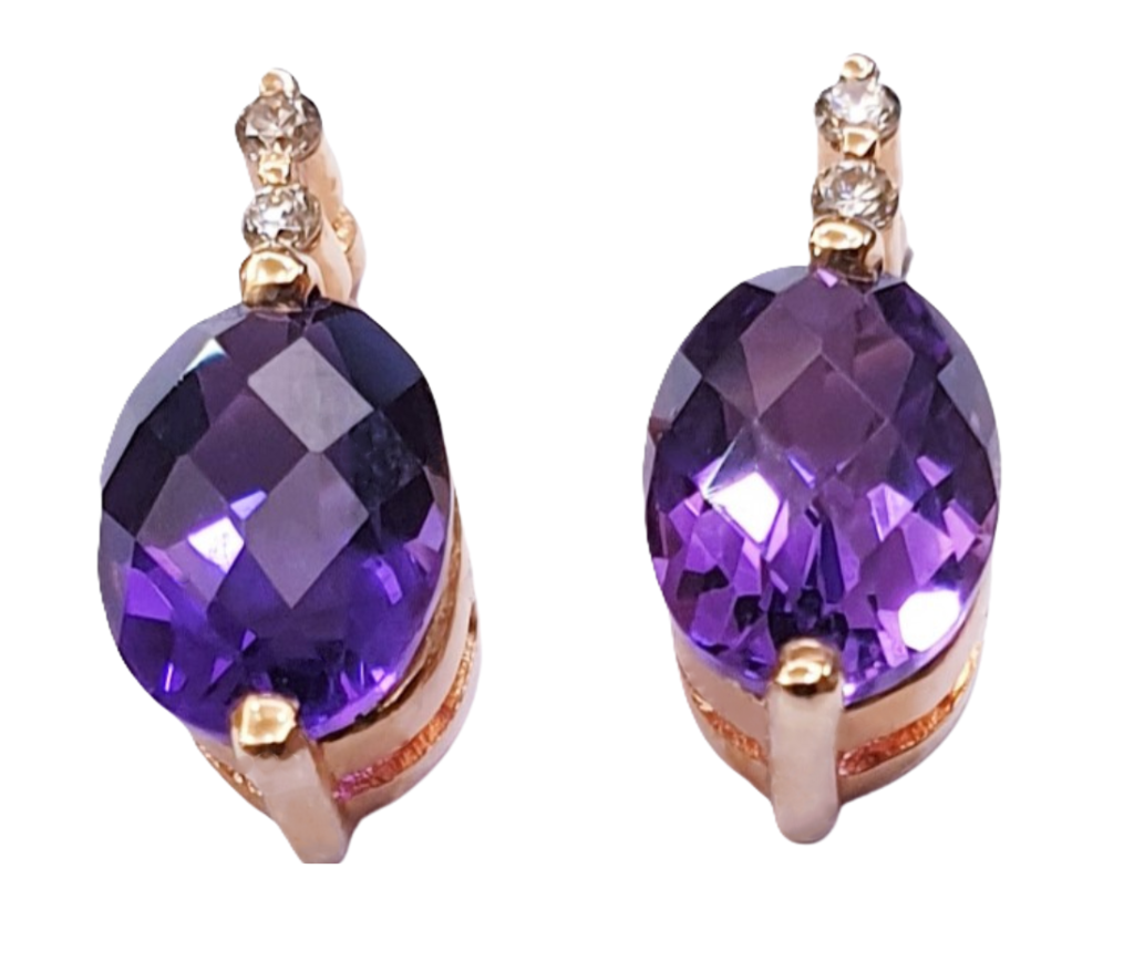 DIAMOND AMATHYST EARRINGS