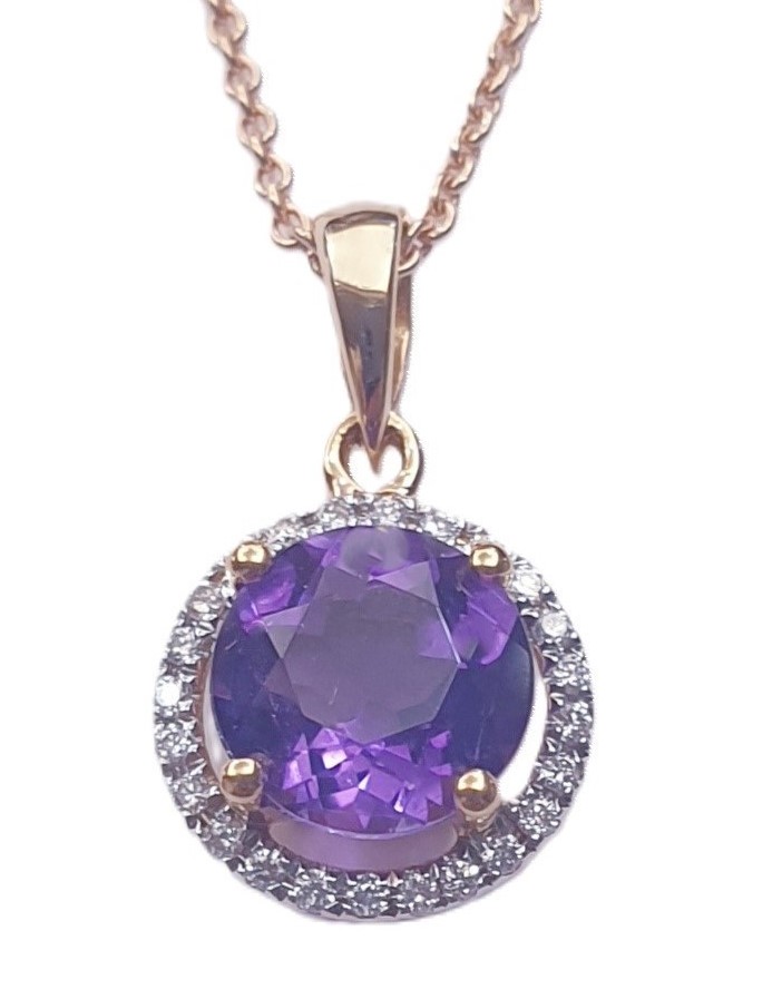 DIAMOND AMATHYST NECKLACE