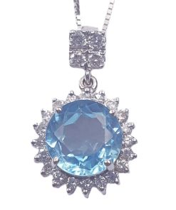 BLUE TOPAZ DIAMOND NECKLACE