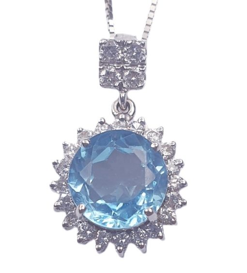 BLUE TOPAZ DIAMOND NECKLACE