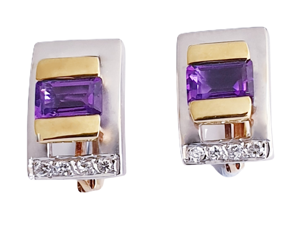DIAMOND AMATHYST EARRINGS