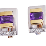 DIAMOND AMATHYST EARRINGS
