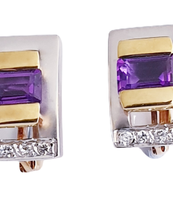 DIAMOND AMATHYST EARRINGS
