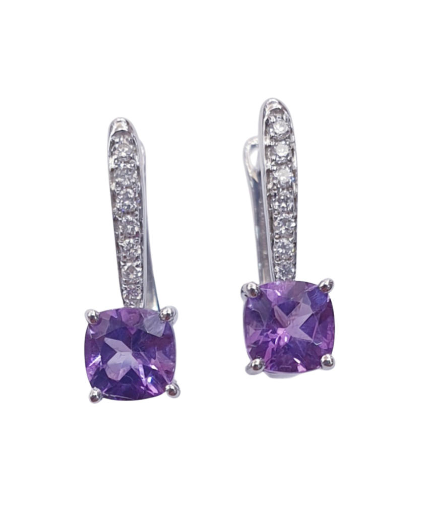 DIAMOND AMATHYST EARRINGS